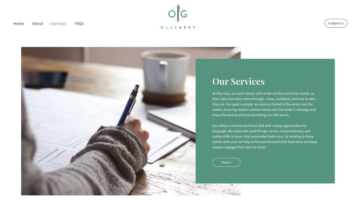 Olly Grey editorial services website